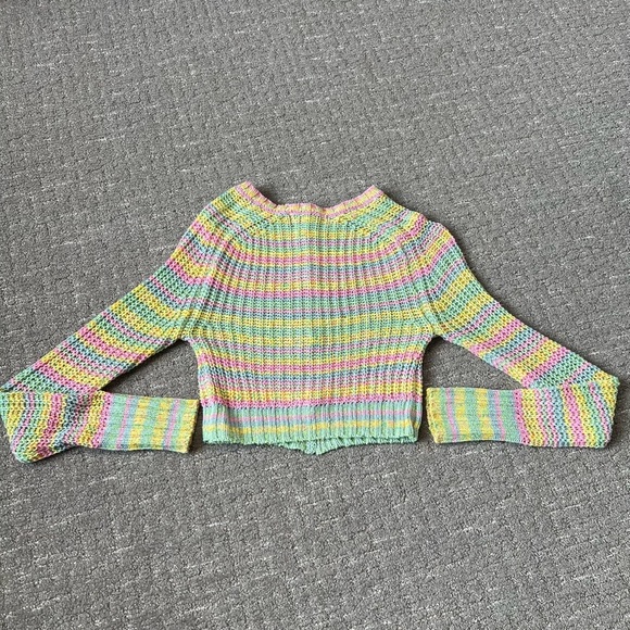 Urban Outfitters Striped Cardigan With Flower Buttons Size XS - Picture 2 of 5